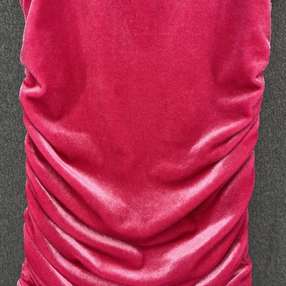 KatieJ NYC Dress Girls Large Pink Velvet Ruched Bodycon Mini Knot Front Cutout - Picture 14 of 16